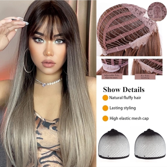 Lace Front Wigs for Women Hair Synthetic Wig with Dark Roots - Picture 2 of 5